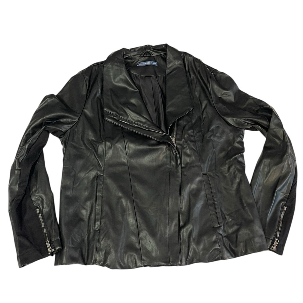 Classic Black faux Leather Moto Jacket XL